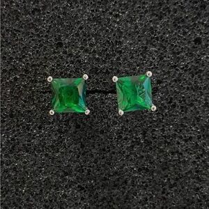 Green stud earrings